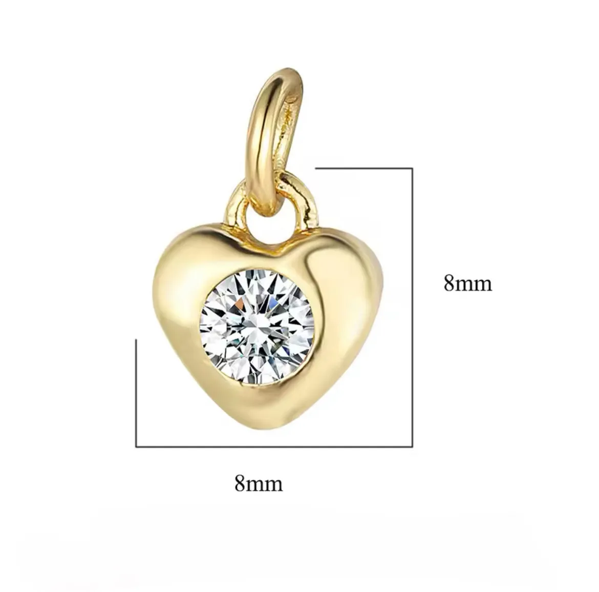 4 CM Plain Pin With CZ Charms - Gold