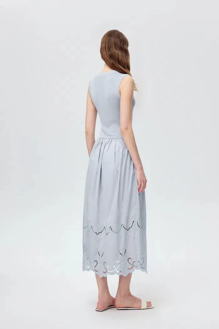 Amy Lace-Trimmed Dress in Mulberry Silk Blend