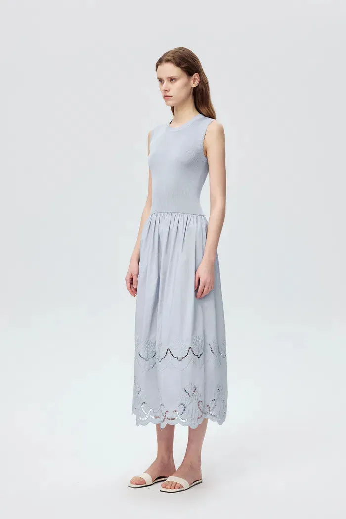 Amy Lace-Trimmed Dress in Mulberry Silk Blend