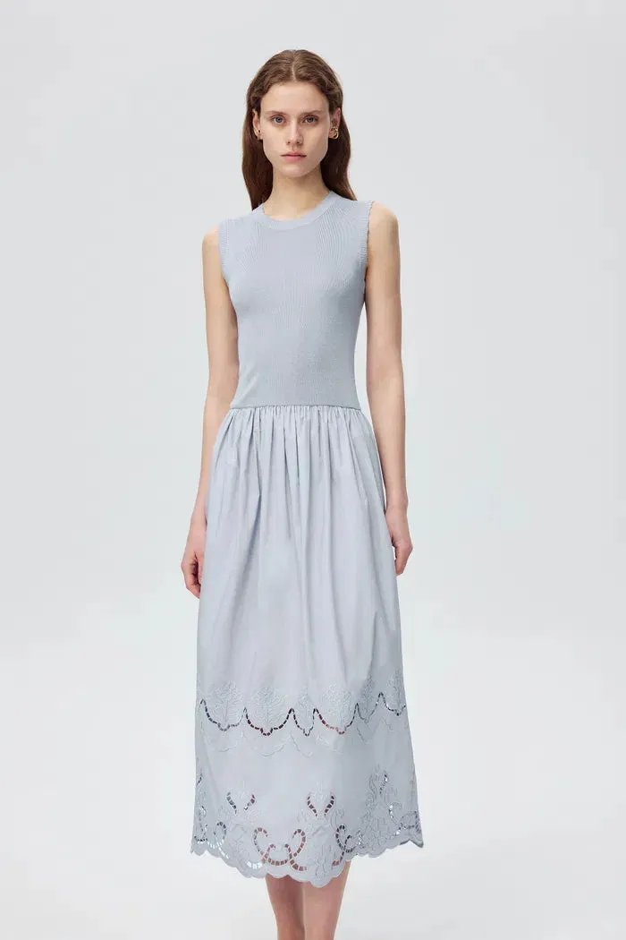 Amy Lace-Trimmed Dress in Mulberry Silk Blend