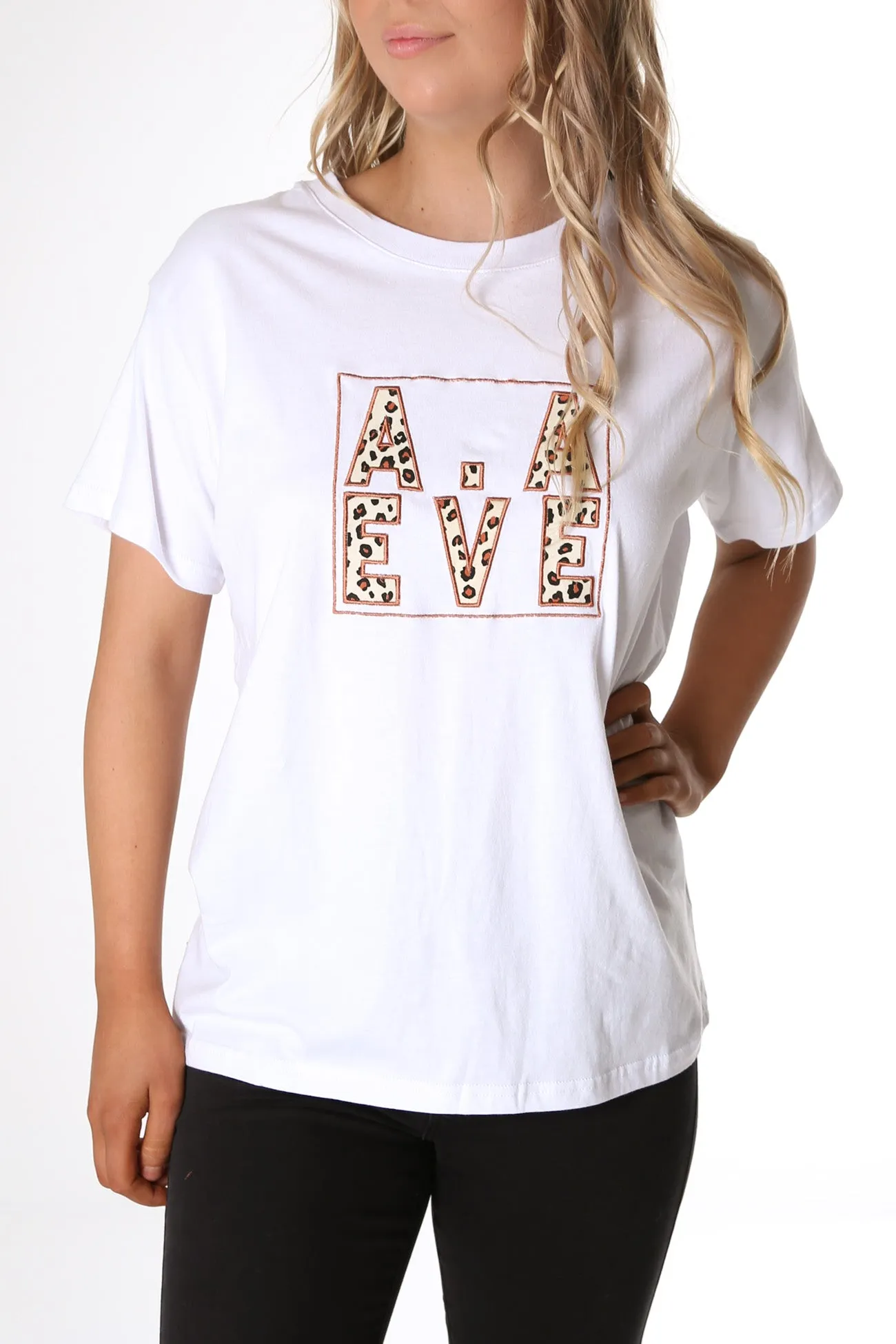 Bold Leopard Panelled Tee White