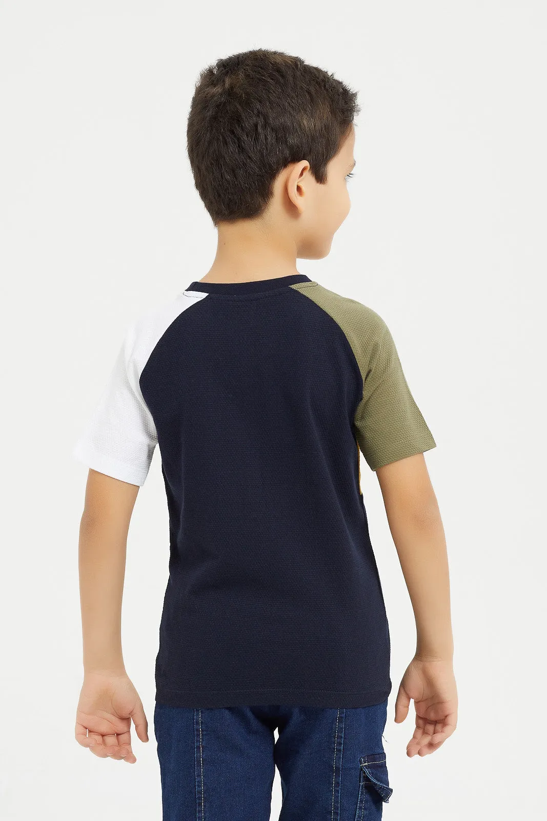 Boys Yellow Cut And Sew Short Sleeve T-Shirt