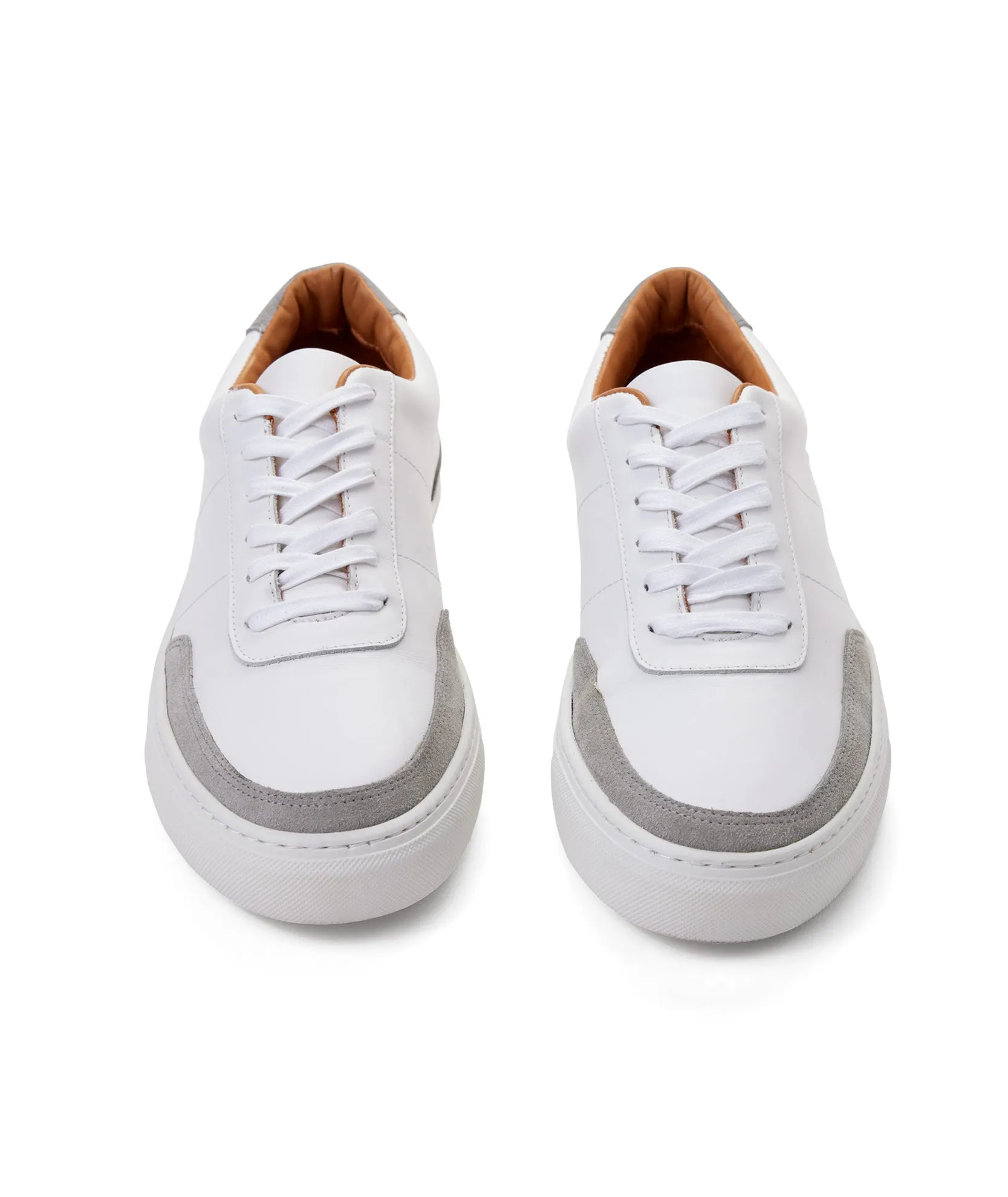 Contrast Leather Lace-Up Sneakers