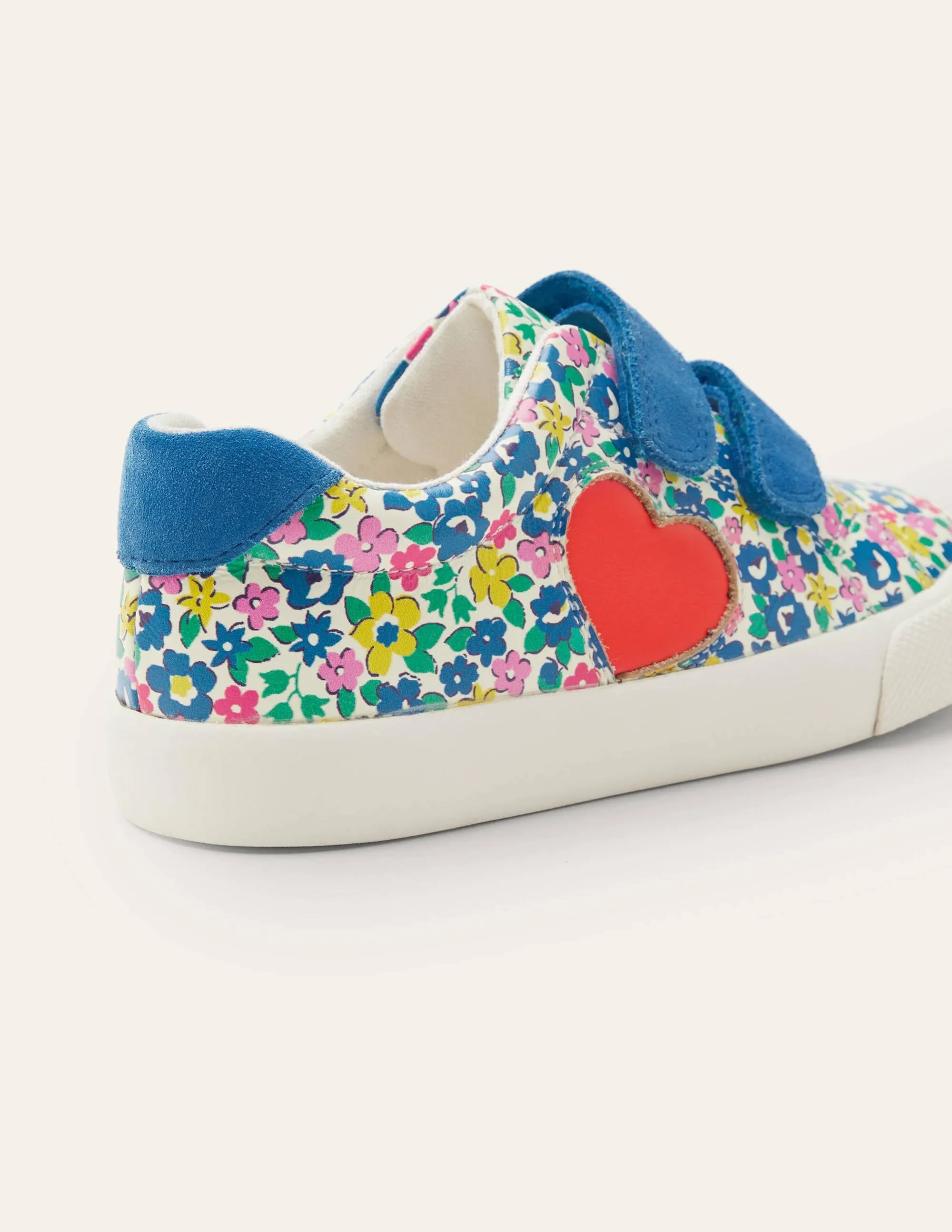 Fun Two Strap Trainers-Floral Applique Heart