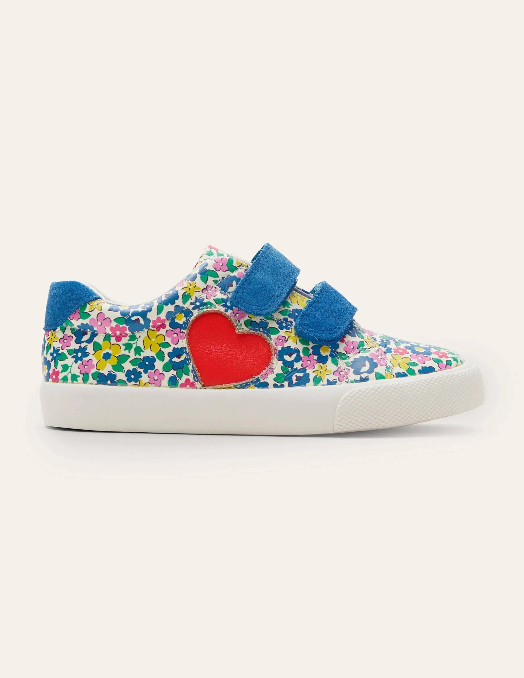 Fun Two Strap Trainers-Floral Applique Heart