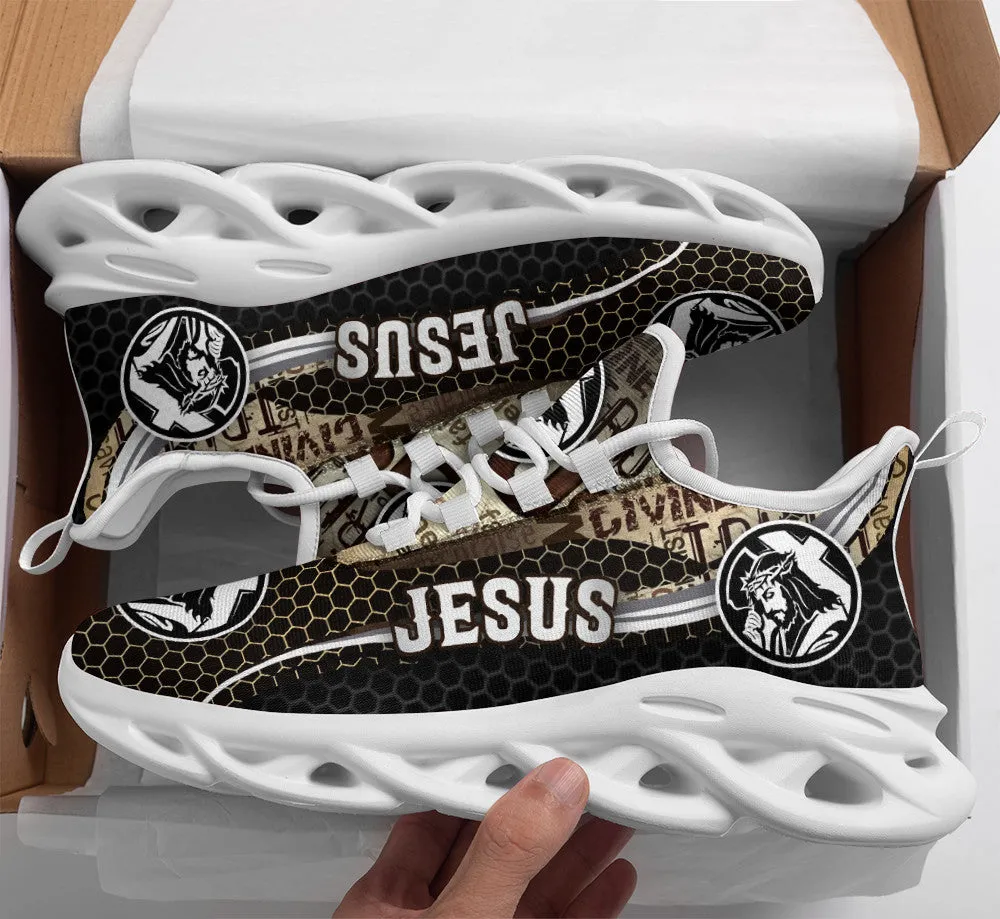 Jesus Running Sneakers White Black Max Soul Shoes - Christian Shoes For Men And Women