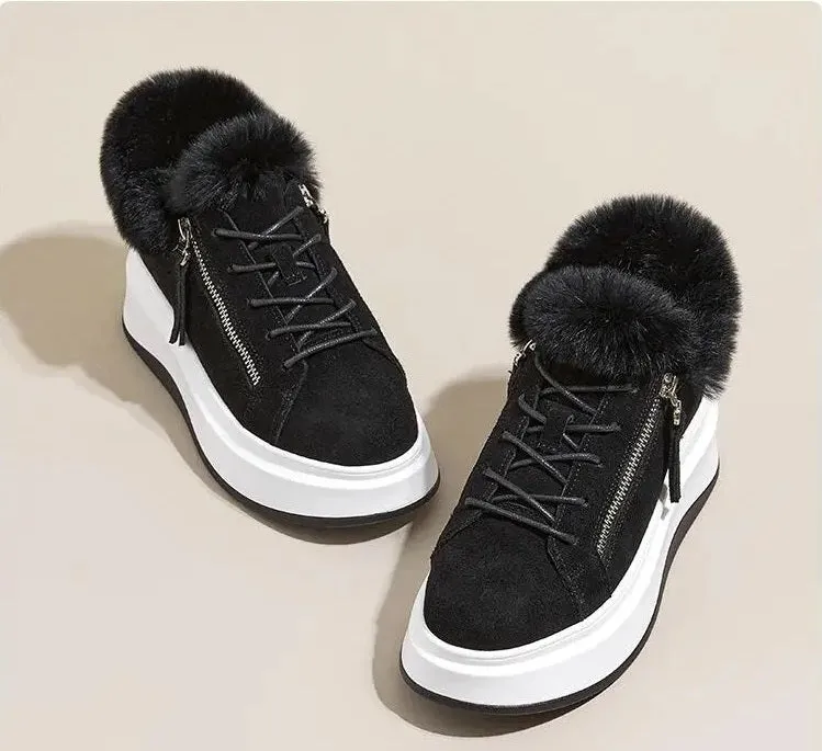 Joskaa 2024 New Black Sneakers With White Platform