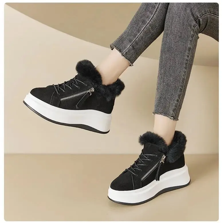 Joskaa 2024 New Black Sneakers With White Platform