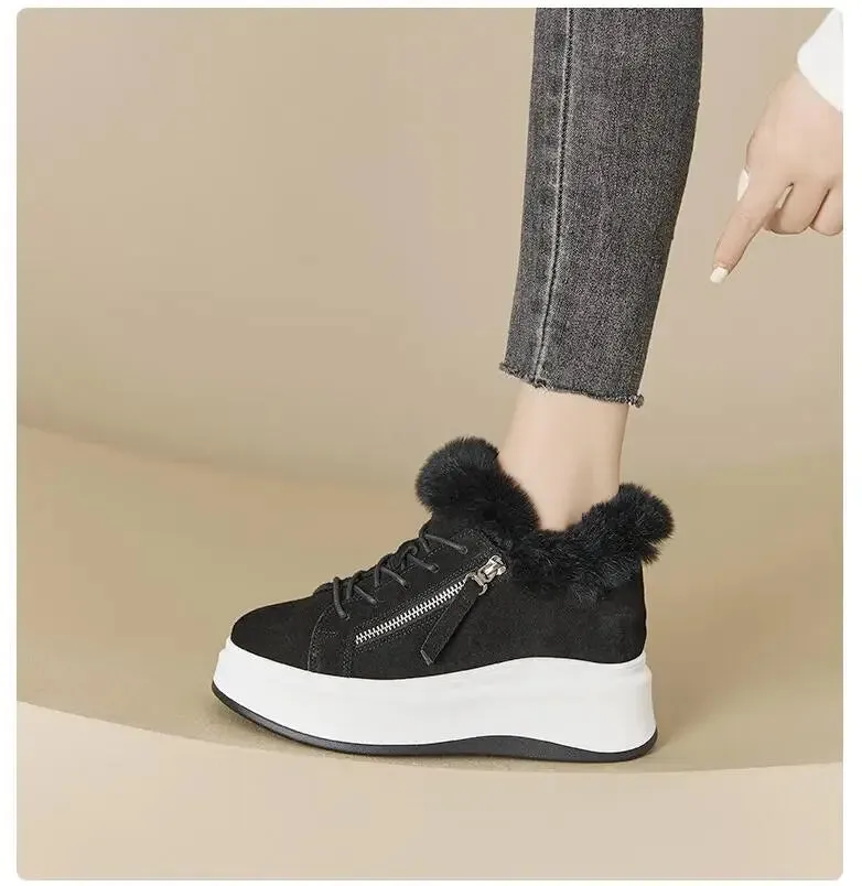 Joskaa 2024 New Black Sneakers With White Platform