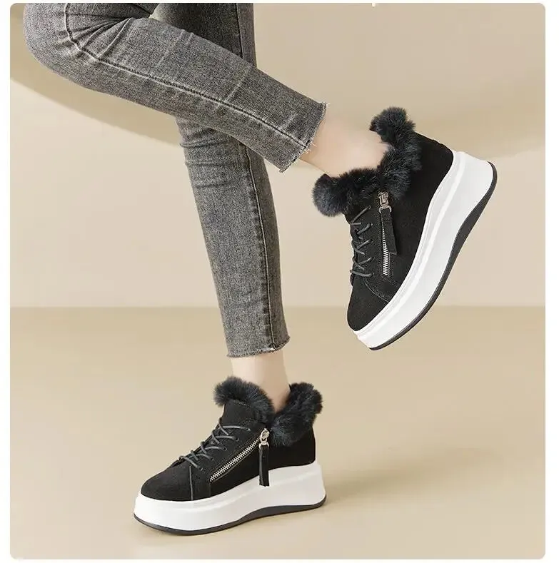 Joskaa 2024 New Black Sneakers With White Platform