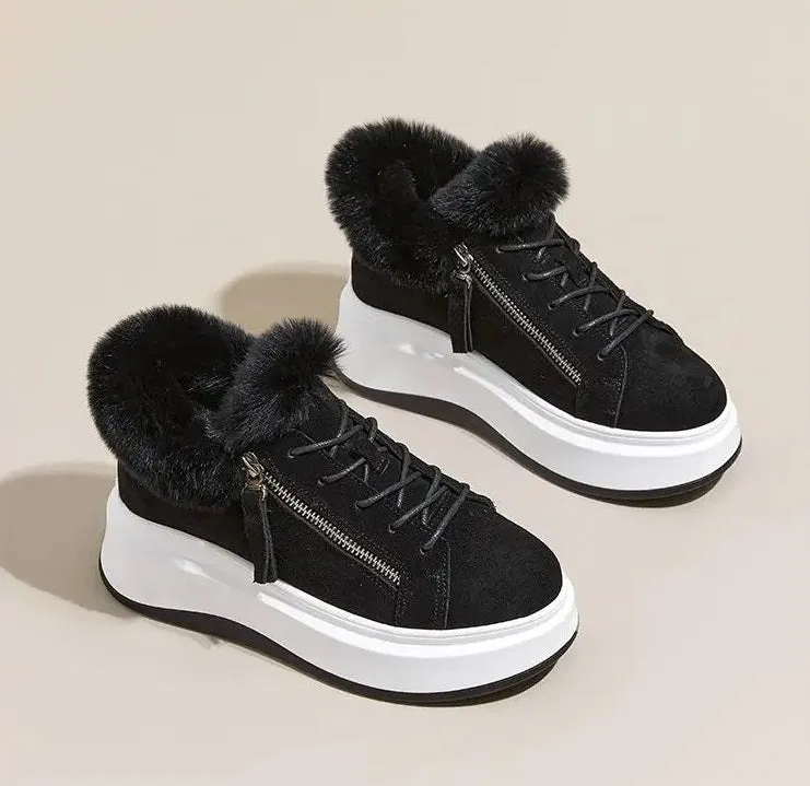 Joskaa 2024 New Black Sneakers With White Platform