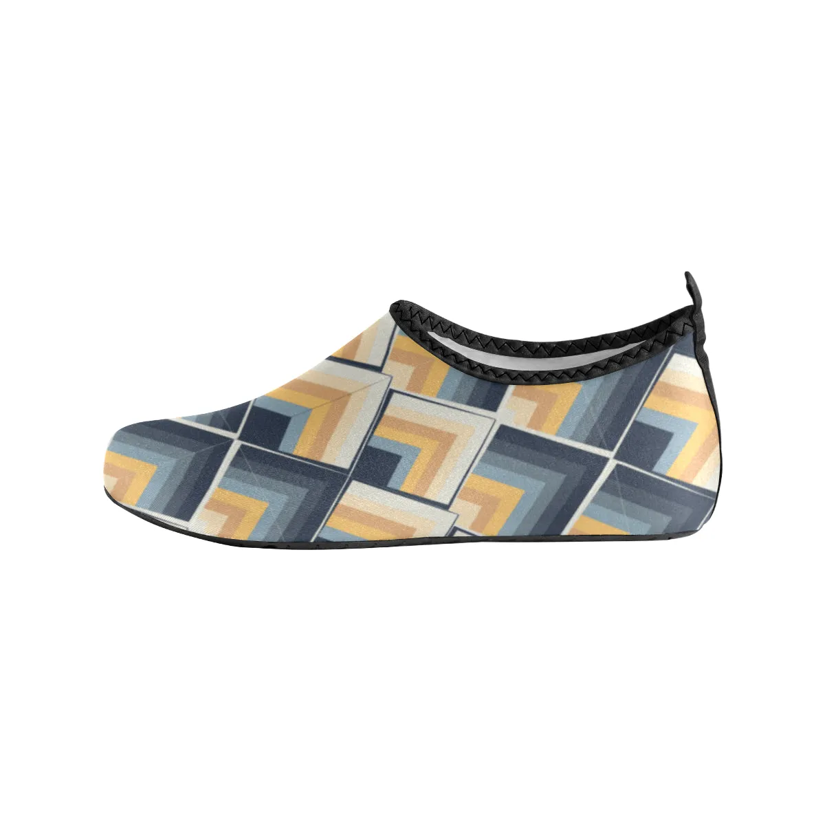 Kid's Blue-Yellow Scales Geometrical Print Barefoot Shoes