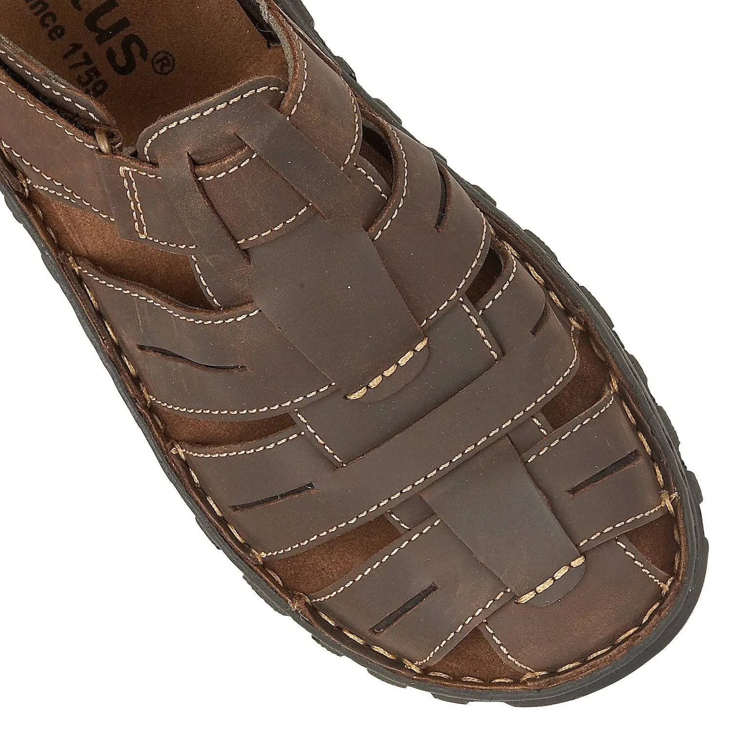 Lotus Bruno Mens Brown Leather Touch Fastening Sandals