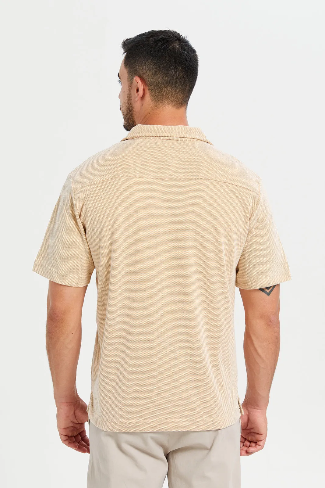 Men Beige Jacquard Shirt