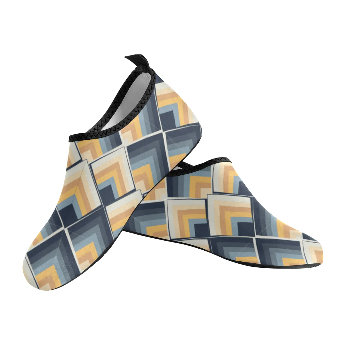 Men's Blue-Yellow Scales Geometrical Print Barefoot Canvas Shoes