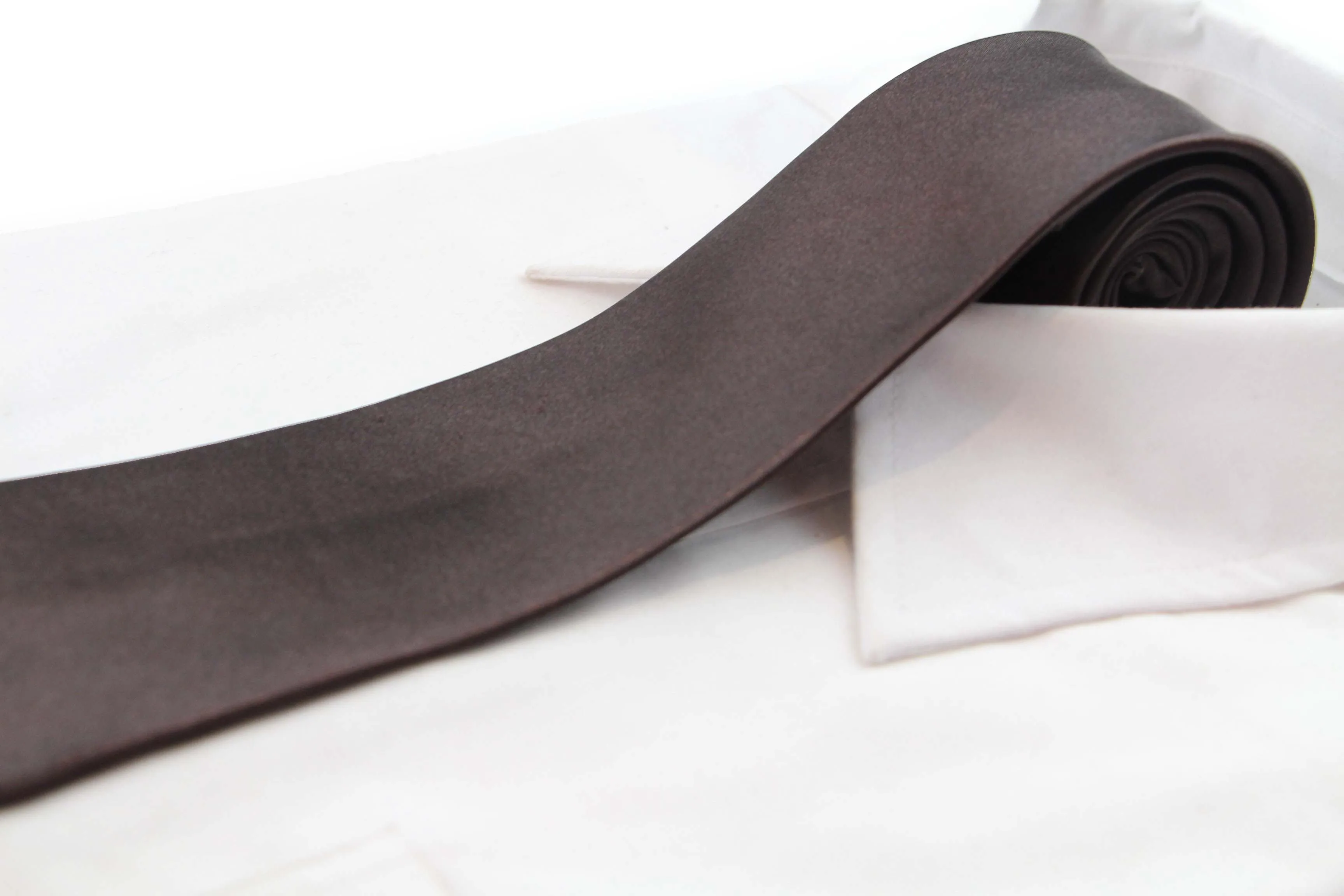 Mens Dark Brown 8cm Plain Neck Tie