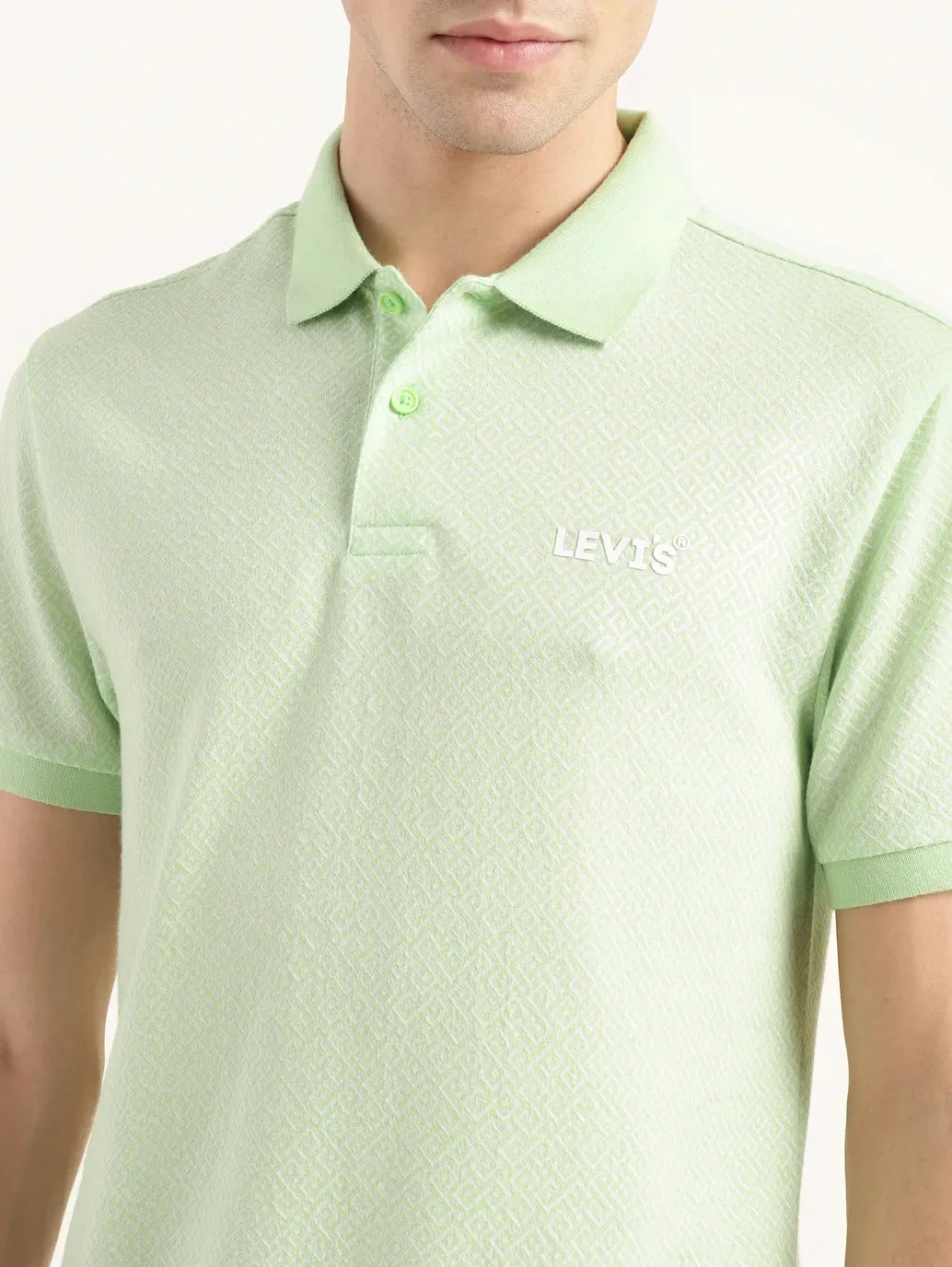 Men's Geometric Slim Fit Polo T-shirt