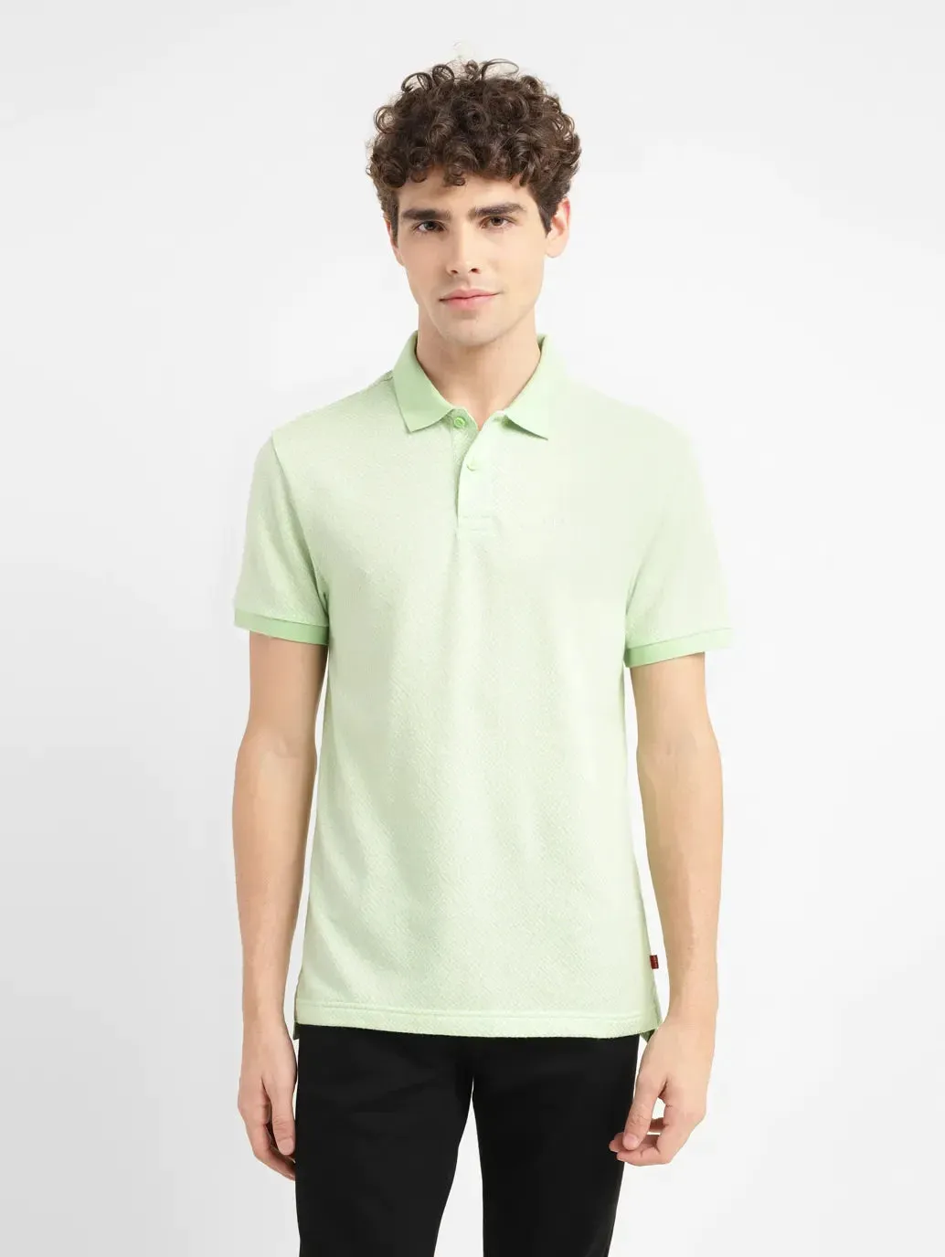 Men's Geometric Slim Fit Polo T-shirt