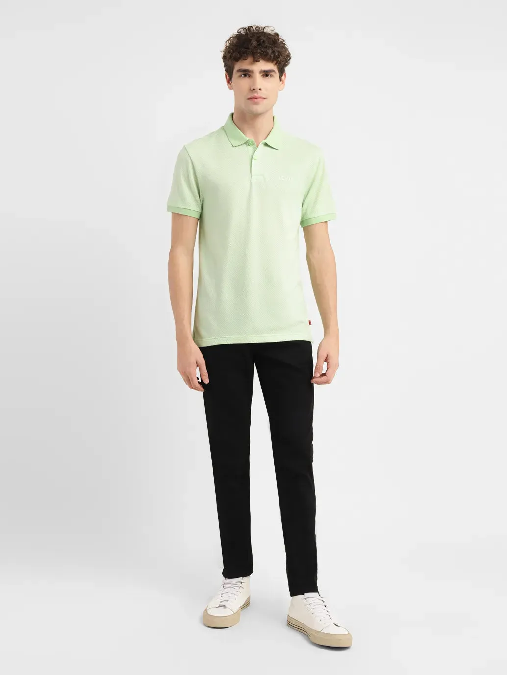 Men's Geometric Slim Fit Polo T-shirt