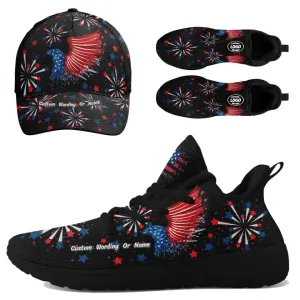 Personalized Combo offer for Veteran, Custom Patriotic Shoes and Hat, Breathable Gift