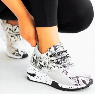 Platform Top Sneakers Snake White