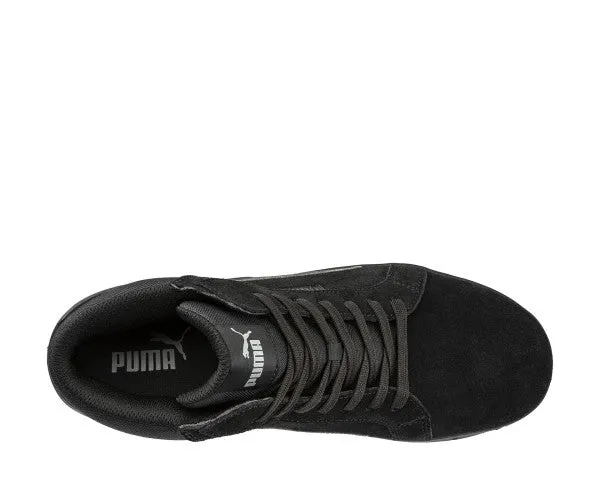 Puma Women's 630315 Iconic Black/Black Suede Mid Composite Safety Toe Metal Free Work Shoes