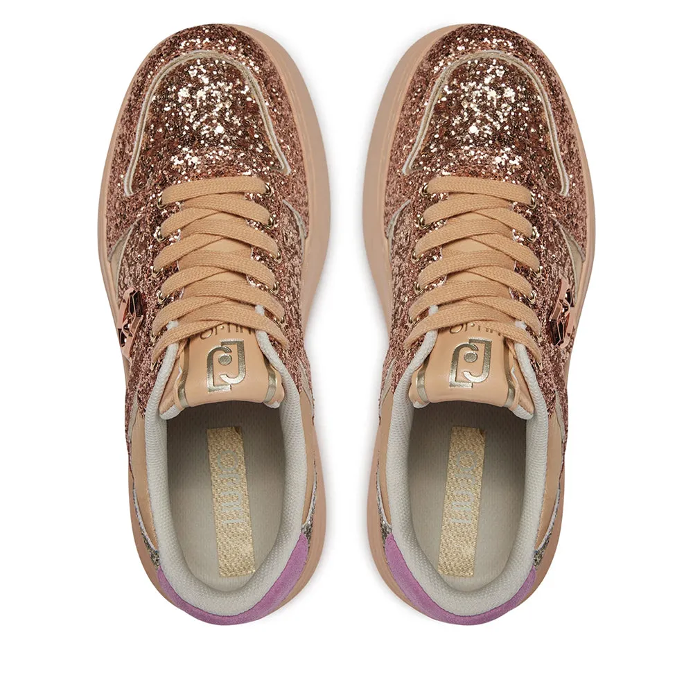 Scarpe Donna LIU JO Sneakers Tami 02 con Glitter All Over Papaya e Rose Gold