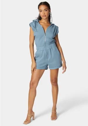 Sleeveless Bold Shoulder Hoodie Romper