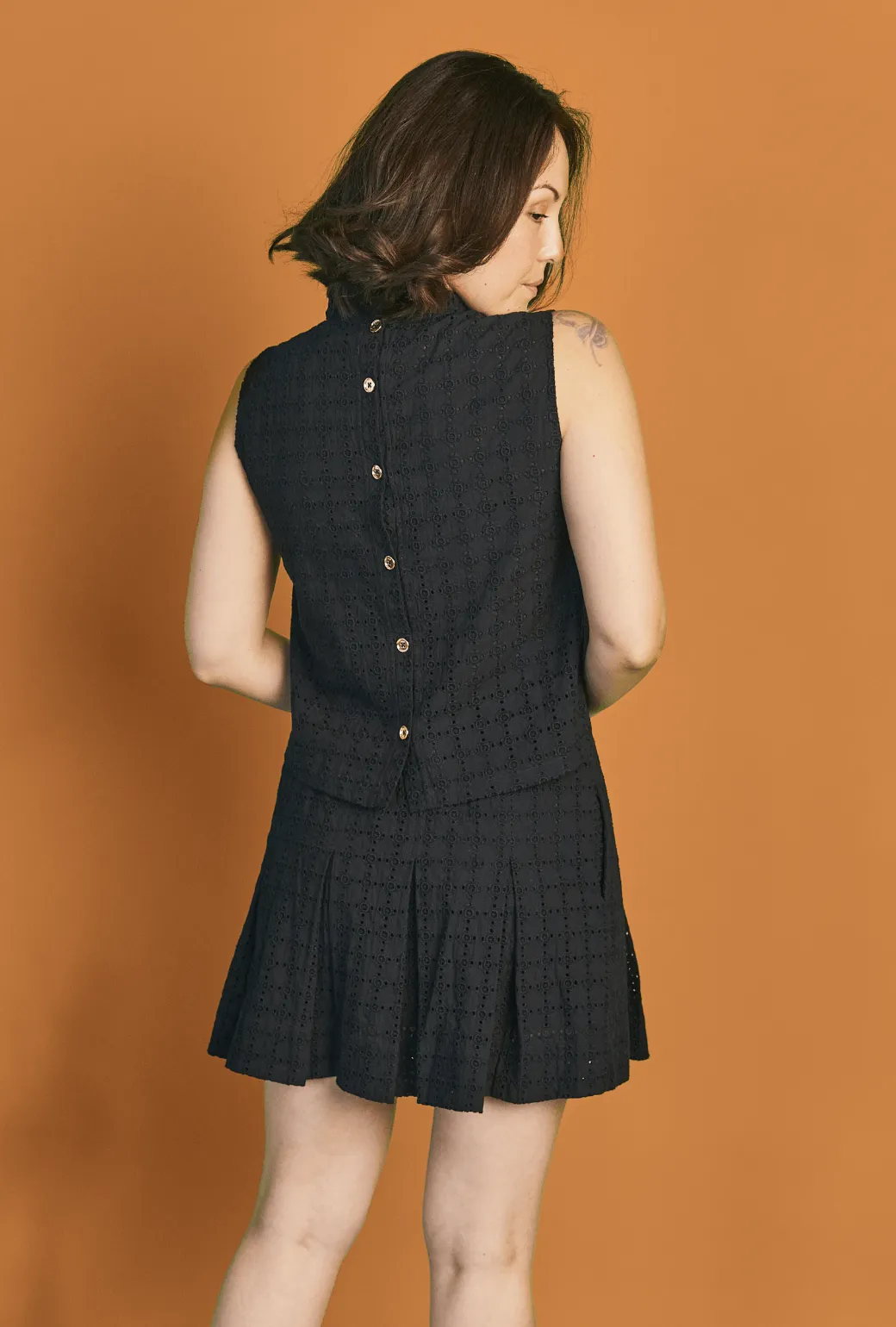 Smocked MINI Skirt - Black Eyelet