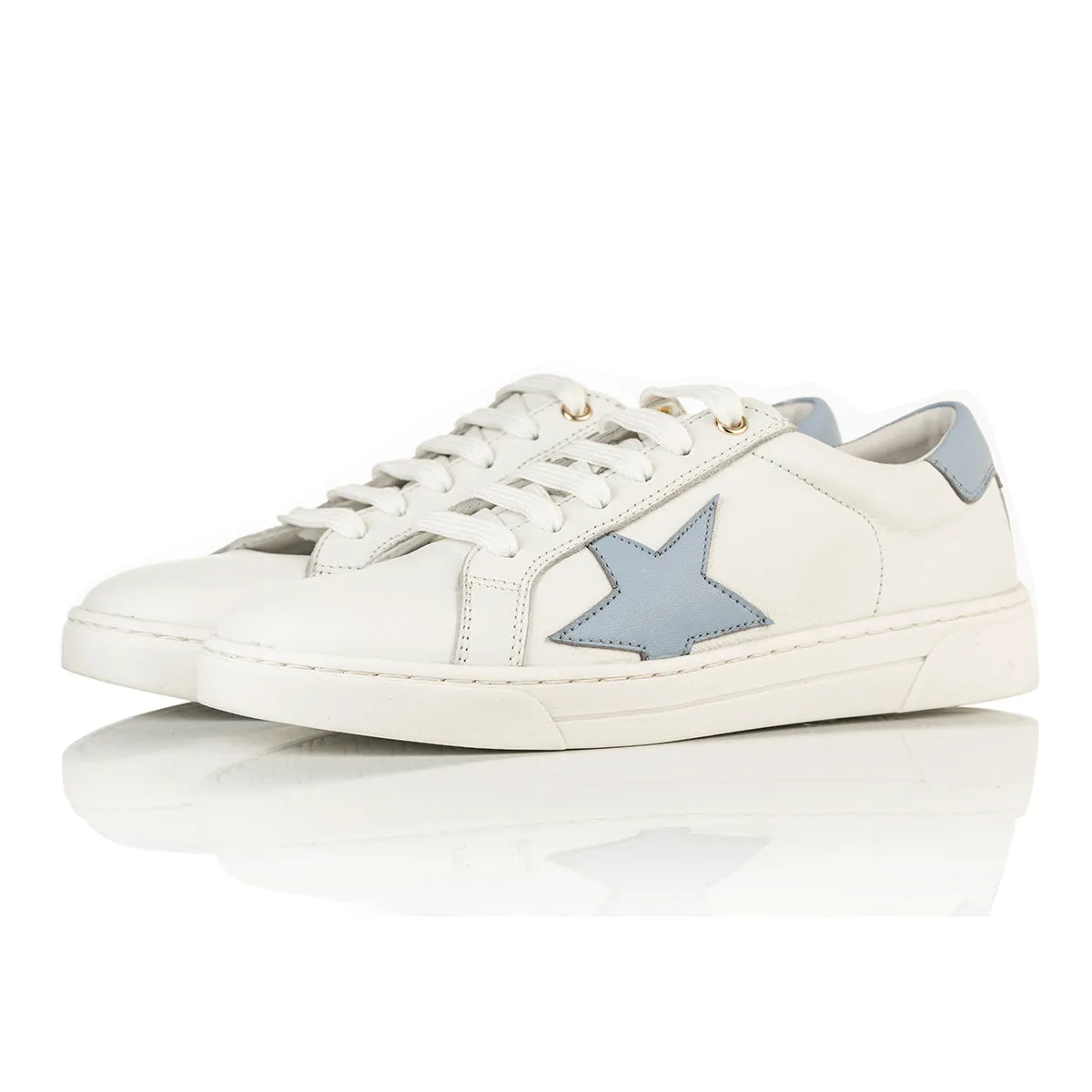 Superstella Wide Fit Trainers - Baby Blue Leather