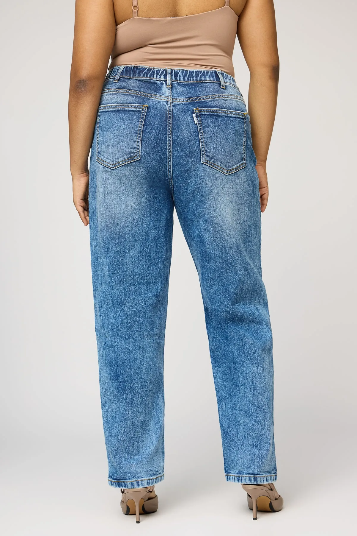 Urban Rips Curve Elasticated Mom Jeans