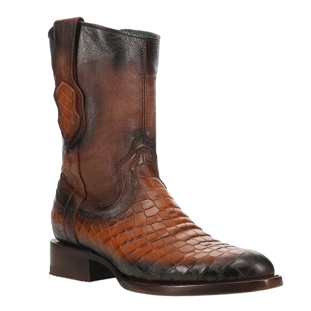 Winston Alligator Print Round Toe Cowboy Boots