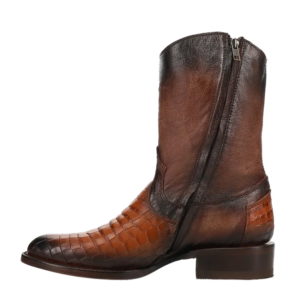 Winston Alligator Print Round Toe Cowboy Boots